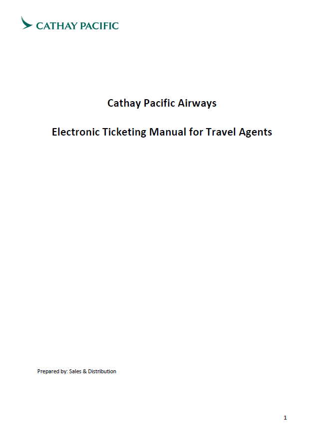 Electronic Ticketing Manual for Travel Agents