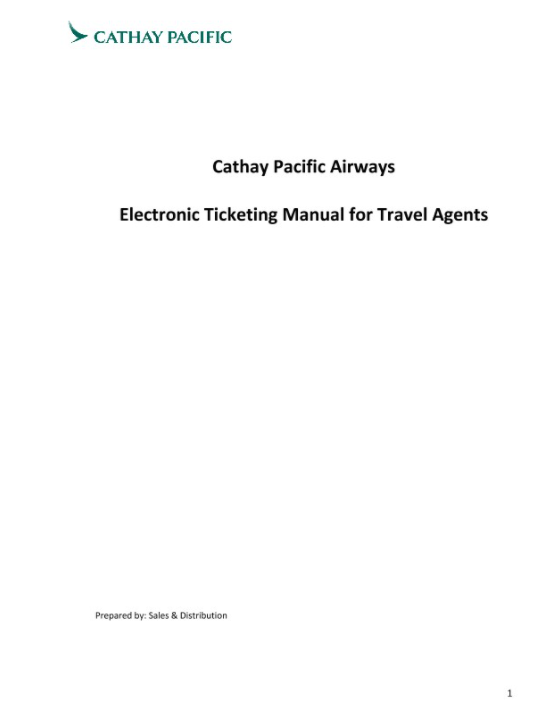 Electronic Ticketing Manual for Travel Agents