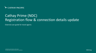 Cathay Prime (NDC) Registration flow and connection details update