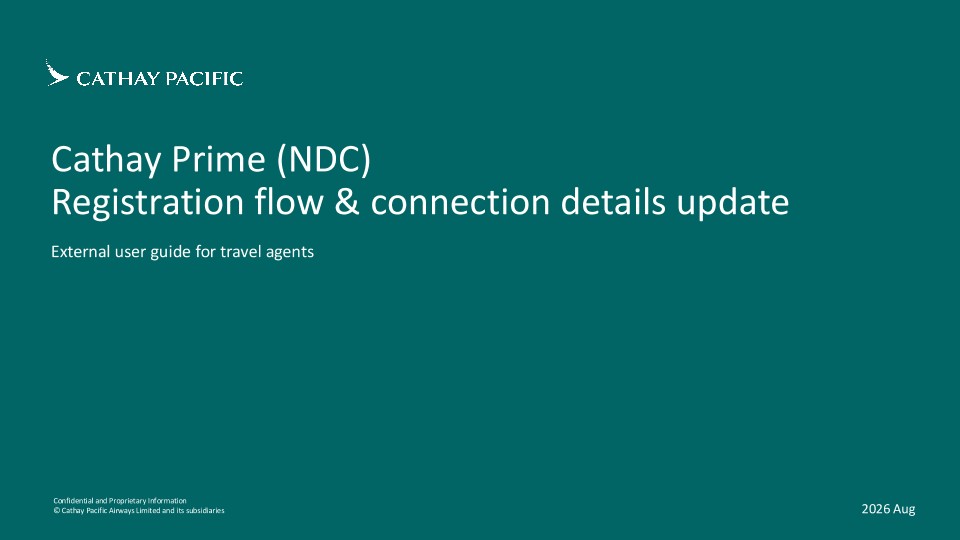 Cathay Prime (NDC) Registration flow and connection details update